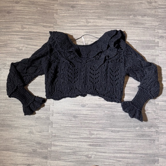 Free People Avery Crop Cardigan in Black Size Small - Picture 7 of 7